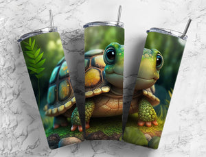 Cute Turtle 20oz Skinny Straight Tumbler drinkware-with straw -water bottle -coffee mug cup travel tumbler