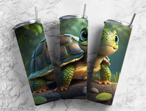 Cute Turtle 20oz Skinny Straight Tumbler drinkware-with straw -water bottle -coffee mug cup travel tumbler