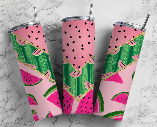 Watermelon Tumbler 20oz Skinny Straight Tumbler drinkware-with straw -water bottle -coffee mug cup travel tumbler